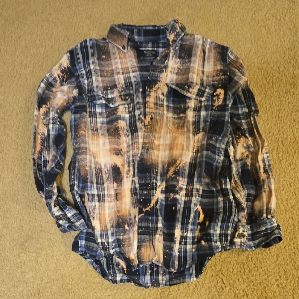 Faded Glory Black and Brown Plaid Shirt